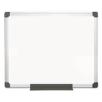 MasterVision Value Melamine Dry Erase Board, 24" x 36", White Surface, Satin Aluminum Frame View Product Image