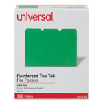 Universal Reinforced Top-Tab File Folders, 1/3-Cut Tabs: Assorted, Letter Size, 1" Expansion, Green, 100/Box (UNV16162) View Product Image