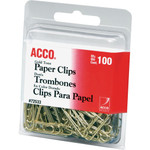 ACCO Paper Clips - No. 2 - 10 Sheet Capacity - Long Lasting, Durable - Gold - Metal Product Image 