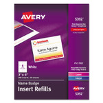 Avery Name Badge Insert Refills, Horizontal/Vertical, 3 x 4, White, 300/Box (AVE5392) View Product Image