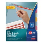 Avery Print and Apply Index Maker Clear Label Plastic Dividers with Printable Label Strip, 8-Tab, 11 x 8.5, Assorted Tabs, 1 Set (AVE11433) View Product Image