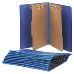 AbilityOne 7530015567914, SKILCRAFT Pressboard Top Tab Classification Folder, 2 Dividers, 6 Fasteners, Letter Size, Dark Blue, 10/Box Product Image 