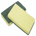 AbilityOne 7920015664130, SKILCRAFT Cellulose Scrubber Sponge, 3.25 x 6.25, 0.75" Thick, Yellow/Green, 3/Pack Product Image 