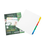 AbilityOne 7530016006970, SKILCRAFT Avery Index Maker Dividers, 8-Tab, 11 x 8.5, White, Assorted Tabs, 1 Set Product Image 
