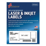 AbilityOne 7530016736219, SKILCRAFT Weatherproof Mailing Labels, Laser Printers, 5.5 x 8.5, White, 2/Sheet, 50 Sheets/Pack View Product Image