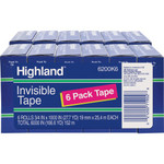 Highland 3/4"W Matte-finish Invisible Tape - 27.78 yd Length x 0.75" Width - 1" Core - Matte - Clear - For Mending, Holding, Splicing Product Image 