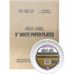 Gold Label 9" Dinnerware Paper Plates - Serving - Disposable - Microwave Safe - 9" Diameter - White - (AJMCP9GOEWHCT) Product Image 