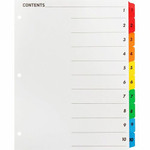 Business Source Table of Content Quick Index Dividers - Printed Tab(s) - Digit - 1-10 - 10 Tab(s)/Set - 8.5" Divider Width x 11" Divider Length - (BSN21902) Product Image 