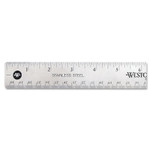 Westcott Stainless Steel Office Ruler With Non Slip Cork Base, Standard/Metric, 12" Long (ACM10415) View Product Image