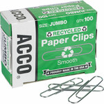 ACCO Recycled Paper Clips - Jumbo - 1.6" Length - 20 Sheet Capacity - for Paper - Reusable, Durable Product Image 