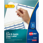 Avery Print & Apply Clear Label Dividers - Index Maker Easy Apply Label Strip - 15 x Divider(s) - 3 Blank Tab(s) - 3 Tab(s)/Set - 8.5" Divider Width x 11" Divider Length Product Image 