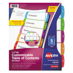 Avery Customizable TOC Ready Index Multicolor Tab Dividers, 5-Tab, 1 to 5, 11 x 8.5, White, Contemporary Color Tabs, 1 Set (AVE11840) View Product Image