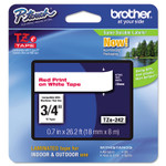 Brother P-Touch TZe Standard Adhesive Laminated Labeling Tape, 0.7" x 26.2 ft, Red on White (BRTTZE242) View Product Image