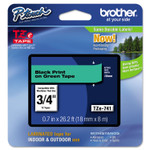 Brother P-Touch TZe Standard Adhesive Laminated Labeling Tape, 0.7" x 26.2 ft, Black on Green View Product Image