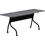 Lorell Flip Top Training Table - Charcoal Rectangle, Melamine Top - Black Four Leg Base - 4 Legs x 72" Table Top Width x 23.60" Table Top Depth - 29.50" Height - Melamine Product Image 