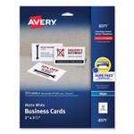 Avery Printable Microperforated Business Cards w/Sure Feed Technology, Inkjet, 2 x 3.5, White,  250 Cards, 10/Sheet, 25 Sheets/Pack (AVE8371) View Product Image