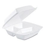Dart Foam Hinged Lid Containers, 3 Compartments, 8.38 x 7.78 x 3.25, 200/Carton View Product Image