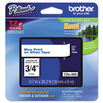 Brother P-Touch TZe Standard Adhesive Laminated Labeling Tape, 0.7" x 26.2 ft, Blue on White (BRTTZE243) View Product Image