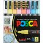 uniball POSCA Paint Marker - 0.9 mm Fine Bullet, 1.3 mm Marker Point - Erasable - Washable - White, Yellow, Apricot, Pink, Lavender, Blue, Green Ink - Water Based View Product Image