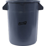 Genuine Joe Heavy-Duty Trash Container - 32 gal Capacity - Side Handle, Venting Channel - Plastic - Gray - (GJO60463CT) Product Image 