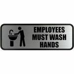 COSCO Employee Wash Hands Sign - Print/Message "Employees Must Wash Hands" - 9" Width x 3" Height - Rectangular Shape - Office - Metal Product Image 