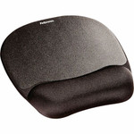 Fellowes Memory Foam Mouse Pad/Wrist Rest - 1" Height x 7.94" Width x 9.25" Depth - Black - Memory Foam - Wear Resistant, Tear Resistant, Skid Proof Product Image 