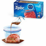 Ziploc Grip n' Seal Freezer Bags - Medium Size - 1 quart Capacity - 7.43" Length x 7" Width - Textured - Blue - (SJN351177CT) Product Image 