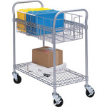 Safco Wire Mail Cart - Dual Handle - 600 lb Load Capacity - 4 Casters - 4" Caster Size - Steel Product Image 