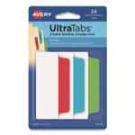 Avery Ultra Tabs Repositionable Tabs, Wide and Slim: 3" x 1.5", 1/3-Cut, Assorted Colors, 24/Pack View Product Image