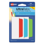 Avery Ultra Tabs Repositionable Tabs, Wide and Slim: 3" x 1.5", 1/3-Cut, Assorted Colors, 24/Pack (AVE74775) View Product Image