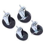 Alera Optional Casters for Wire Shelving, Grip Ring Type K Stem, 4" Wheel, Black/Silver, 4/Set (2 Locking) Product Image 