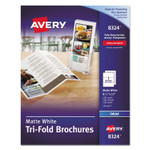 Avery Tri-Fold Brochures, 92 Bright, 85 lb Text Weight, 8.5 x 11, Matte White, 100/Pack (AVE8324) View Product Image