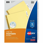 Avery Big Tab Insertable Dividers - Reinforced Gold Edge - 5 Blank Tab(s) - 5 Tab(s)/Set - 8.5" Divider Width x 11" Divider Length - Letter - (AVE11110) Product Image 