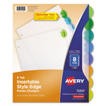 Avery Insertable Style Edge Tab Plastic Dividers, 8-Tab, 11 x 8.5, Translucent, 1 Set (AVE11201) View Product Image