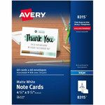 Avery Note Cards - 97 Brightness - 5 1/2" x 4 1/4" - Matte - Heavyweight, Smooth Edge - White Product Image 