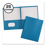 Avery Two-Pocket Folder, Prong Fastener, 0.5" Capacity, 11 x 8.5, Light Blue, 25/Box (AVE47976) View Product Image