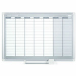 MasterVision Dry-erase Magnetic Planning Board - Weekly - 1 Week - Silver, White - Aluminum - 24" Height x 36" Width Product Image 