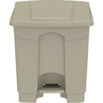 Safco Plastic Step-on Waste Receptacle - 8 gal Capacity - Easy to Clean, Foot Pedal, Lightweight - 17.3" Height x 16" Width x 16" Depth - Plastic - Tan Product Image 