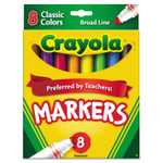 Crayola Classic Colors Broad Line Markers - Broad Conical Marker Point - Assorted, Orange, Yellow, Green, Blue, Violet, Brown, Black Ink - Water Based (CYO587708) Product Image 