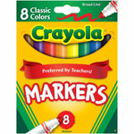 Crayola Classic Colors Broad Line Markers - Broad Conical Marker Point - Assorted, Orange, Yellow, Green, Blue, Violet, Brown, Black Ink - Water Based Product Image 