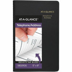 At-A-Glance Large Telephone/Address Book - Wire Bound - 5" Sheet Size - Black - Simulated Leather Product Image 