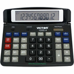 Victor 12004 Desktop Calculator - Auto Power Off, Big Display, Auto Replay, Easy-to-read Display, Dual Power - 12 Digits - LCD - Battery/Solar Powered - 0.5" Height x 7.2" Width x 6.4" Depth Product Image 