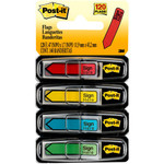 Post-it Message Flags - 30 x Yellow, 30 x Blue, 30 x Red, 30 x Green - 1/2" Flag/Note Width x 1 3/4" Flag/Note Length - Rectangle, Arrow - Unruled - SIGN HERE Product Image 