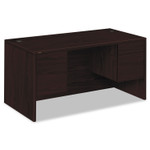 HON 10500 H10573 Pedestal Desk - 29.5" Height x 60" Width x 30" Depth - 4 x Box, File Drawer(s) - Double Pedestal - Flat Edge - Finish: Mahogany (HON10573NN) Product Image 