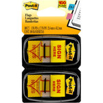 Post-it Message Flags - 100 x Yellow - 1" Flag/Note Width x 1 3/4" Flag/Note Length - Arrow, Rectangle - Unruled - SIGN HERE Product Image 
