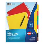 Avery Plastic Tab Dividers w/ White Labels - 8 x Divider(s) - 8 Tab(s) - 8 - 8 Tab(s)/Set - 8.5" Divider Width x 11" Divider Length (AVE23084) Product Image 