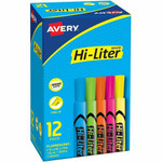 Avery Hi-Liter Desk-Style Highlighters - Chisel Marker Point - Washable - Fluorescent Yellow, Fluorescent Blue, Fluorescent Green, Fluorescent Orange, Fluorescent Pink Ink - Water Based - Plastic Tip Product Image 