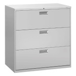 HON Brigade 600 H693 Lateral File - 40.9" Height x 42" Width x 18" Depth - 3 - Finish: Light Gray (HON693LQ) Product Image 