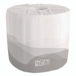 Pacific Blue Basic Standard Roll Toilet Paper - 2 Ply - 4" Width x 4" Length - 550 Sheets/Roll - Embossed - White (GPC1988101) Product Image 