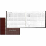 Rediform Hardcover Visitor's Register - 128 Sheet(s) - Thread Sewn - 9.87" x 8.50" Sheet Size - Burgundy - White Sheet(s) Product Image 